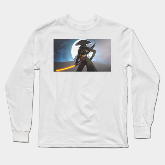 Samurai Moon Warrior Knight Long Sleeve T-Shirt by amithachapa